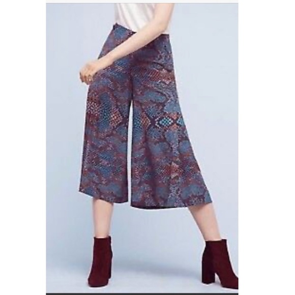 Anthropologie Essential Culottes snakeskin wide leg pants size 2 - Picture 3 of 12